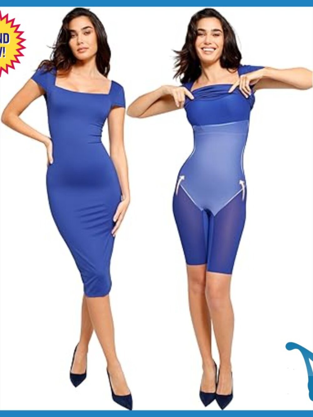 Low Back Shapewear Midi Dress with Built-in Shorts Summer Casual